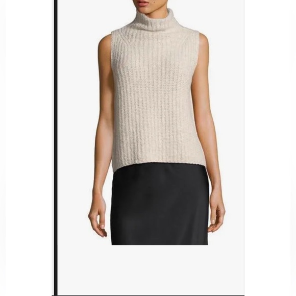 VINCE Cashmere Mock-neck Sleeveless
Sweater in Oatmeal Tan. Size XS. EUC - Picture 2 of 14